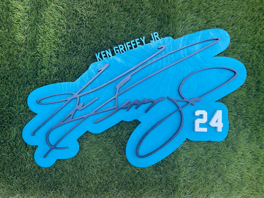 Ken Griffey Jr. 3D Signature Color Wood Wall Sign