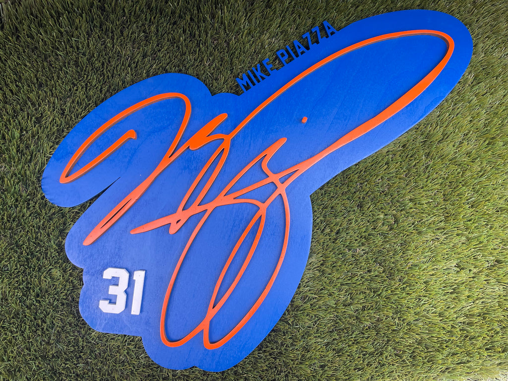 Mike Piazza 3D Signature Color Wood Wall Sign
