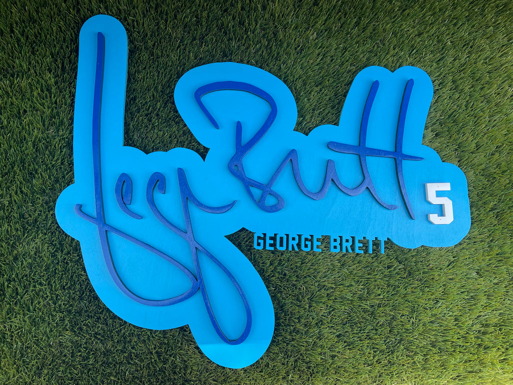 George Brett 3D Signature Color Wood Wall Sign