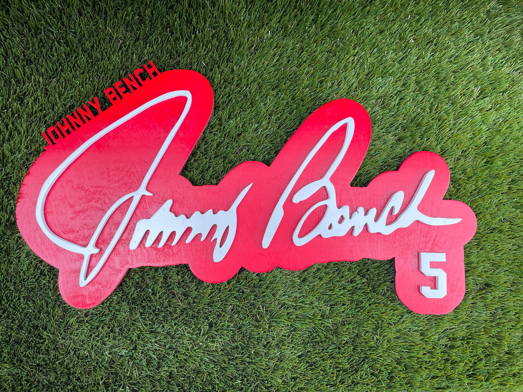 Johnny Bench 3D Signature Color Wood Wall Sign