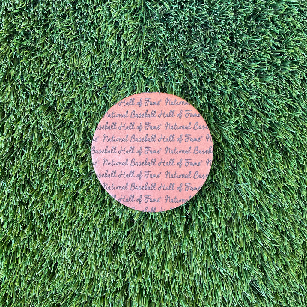 NATIONAL BASEBALL HALL OF FAME SCRIPT LEATHER COASTER